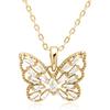 Gold-Plated 925 Butterfly Necklace with Cubic Zirconia - 42-45cm Adjustable. 925 Silver