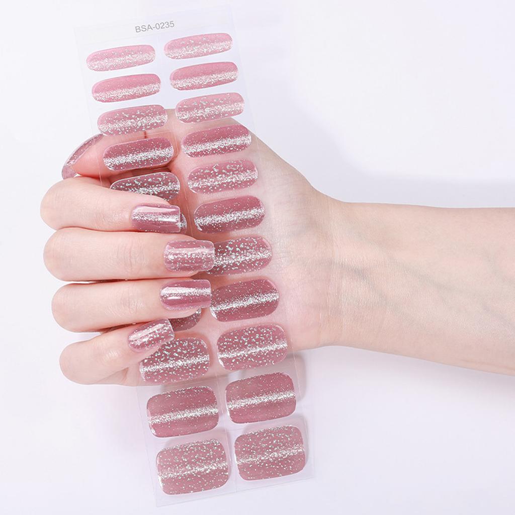 Gel Nail Stickers Full Cover Self Adhesive French Manicure Strips Quick Apply No UV Light Required Salon Quality