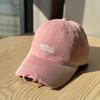 New Embroidered Letter Soft Top Baseball Cap Children Gradually Change Color In Spring and Summer Washed Pink Cap Showing Small Face