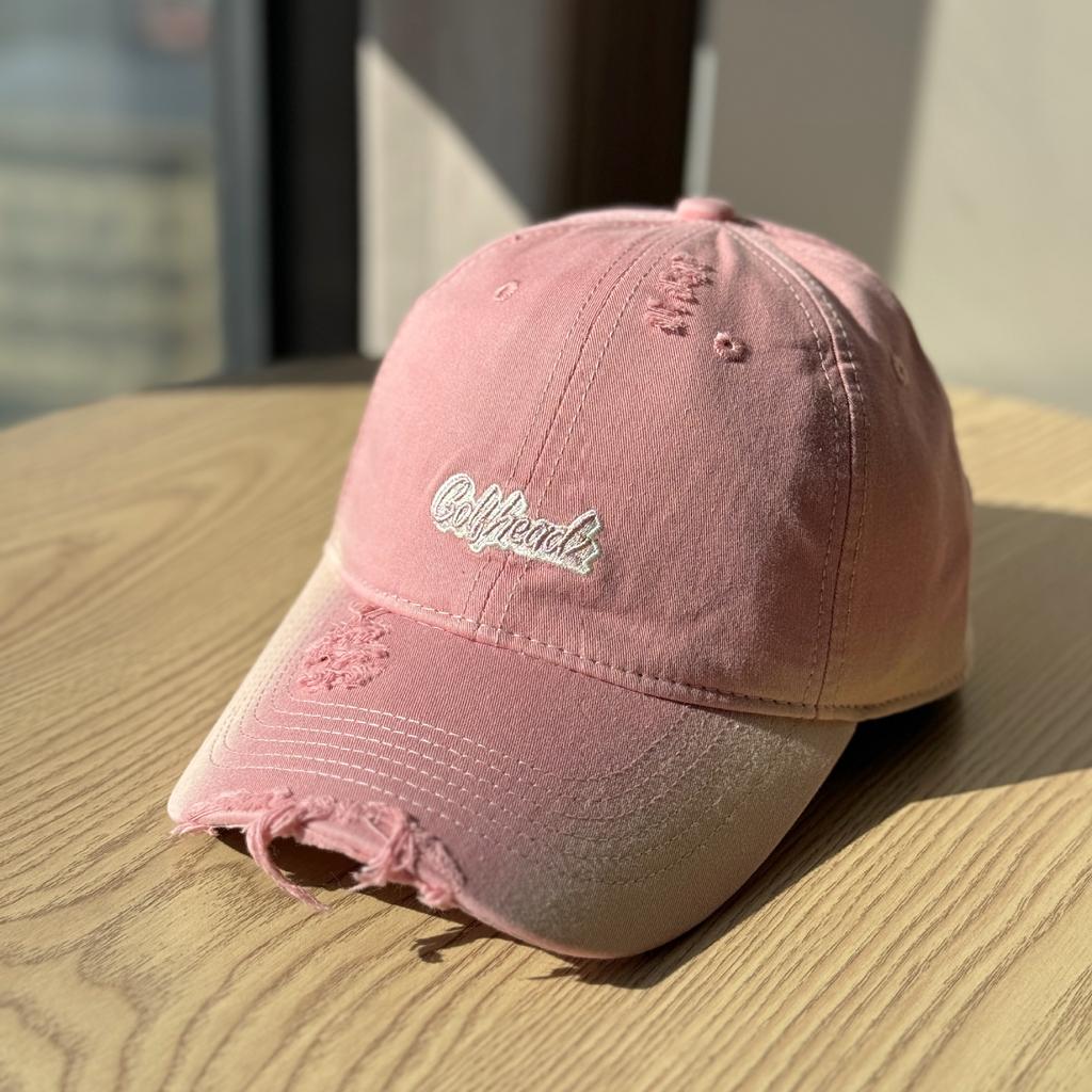 New Embroidered Letter Soft Top Baseball Cap Children Gradually Change Color In Spring and Summer Washed Pink Cap Showing Small Face