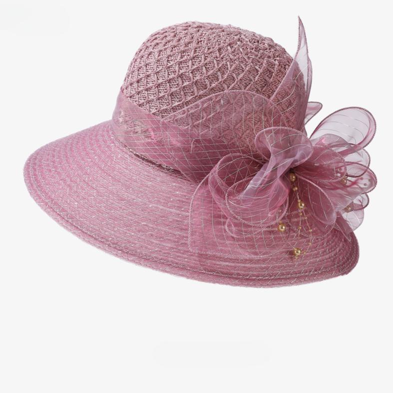Klobouk letní nový organzový květinový prodyšný klobouk s ochranou proti slunci pro ženy plážový klobouk s přírubou