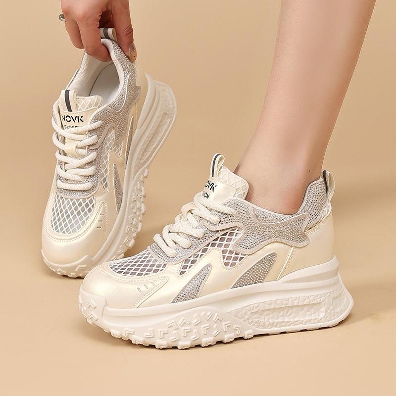Shoe girl's new summer mesh breathable lightweight casual shoes thick-soled inner heightened sports shoes