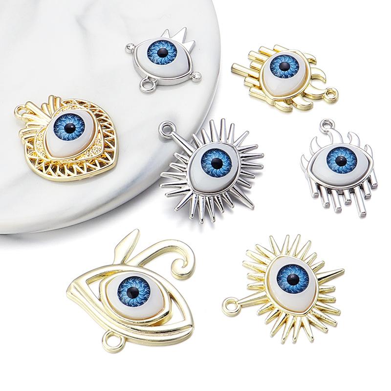 5 Stück/Los Legierung Böser Blick Anhänger Herz Stern Mond Auge Anhänger Für Schmuckherstellung DIY Halskettenanhänger Ohrringe Zubehör
