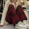 Women's Elegant Plaid Wide Leg Pant Vintage Chic High Waist Pants High Street Trendy Cool Trousers