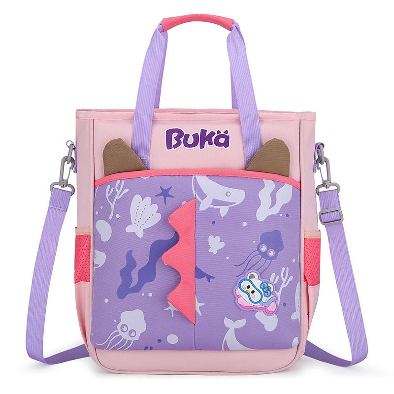 BUKA 3D Cartoon Dinosaur Handheld Tutoring Bags Special for Primary School Student Light Multi-functional Kid Messenger Bag Pupil Homework Storage Bag