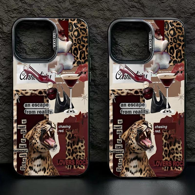 Leopard Lip Print Laser IMD Phone Case for Samsung Galaxy A16 A26 A25 A36 A56 A55 A54 A53 5G S25 Ultra S24 FE S23 Plus S22 Cover