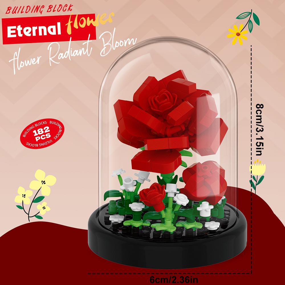Diy Micro Flower Building Blocks Mini Bricks Particles Eternal Life Flowers Home Decoration Assembling Puzzle Toy Christmas Gift