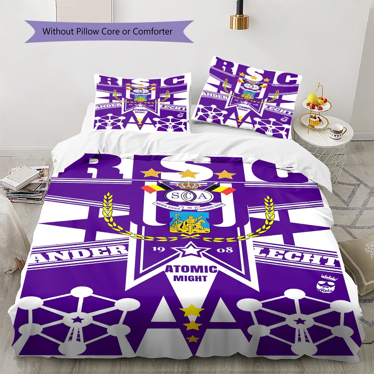 

Royal Sporting Club Anderlecht Pattern Bedding,Quilt Set Quilt Cover Pillowcase Home Birthday Gift (1 * duvet cover + 2 * pillowcase, without core) 260x240cm