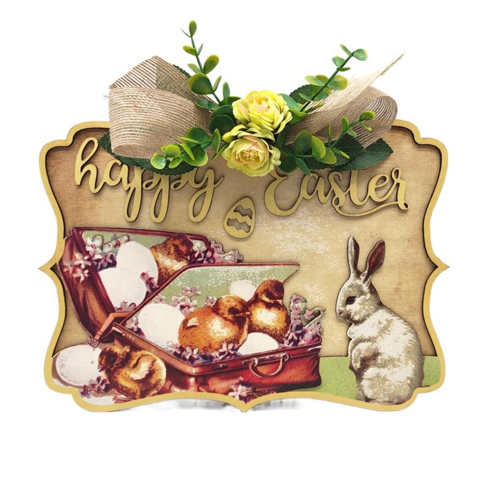Wooden Easter Decoration Hanging Creative Wall Hanging Pendant Door Hanging  Background Layout