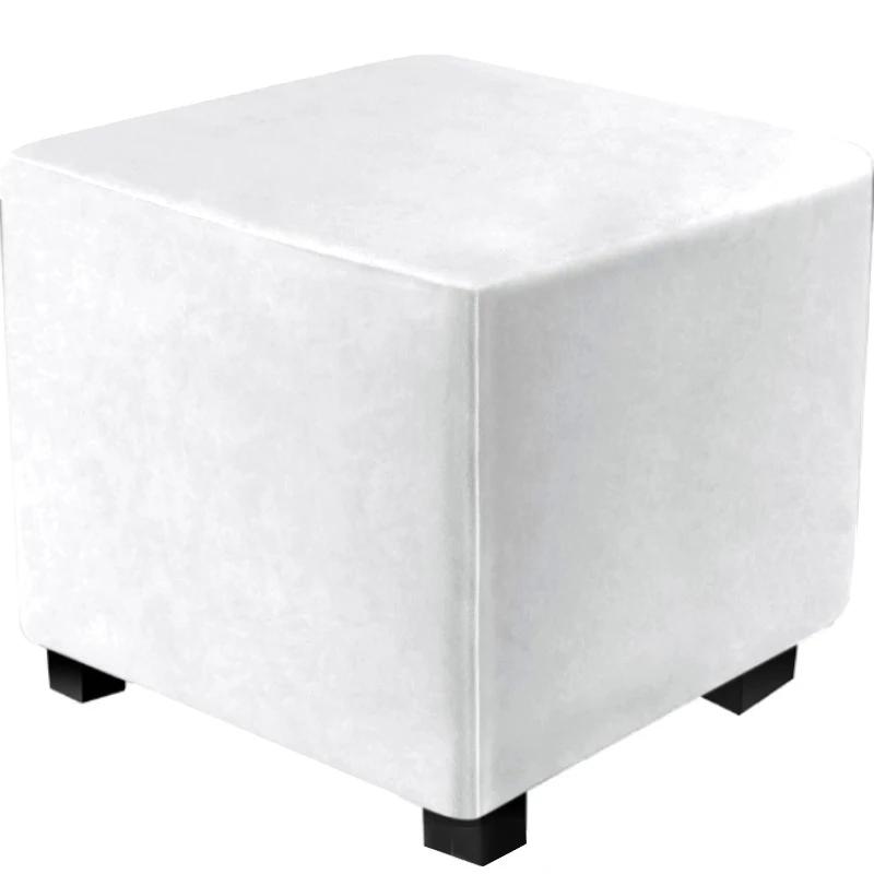All-inclusive Square Ottoman Cover Elastic Velvet Footstool Covers 360 Degree Protector Sofa Footrest Slipcover for Living Room