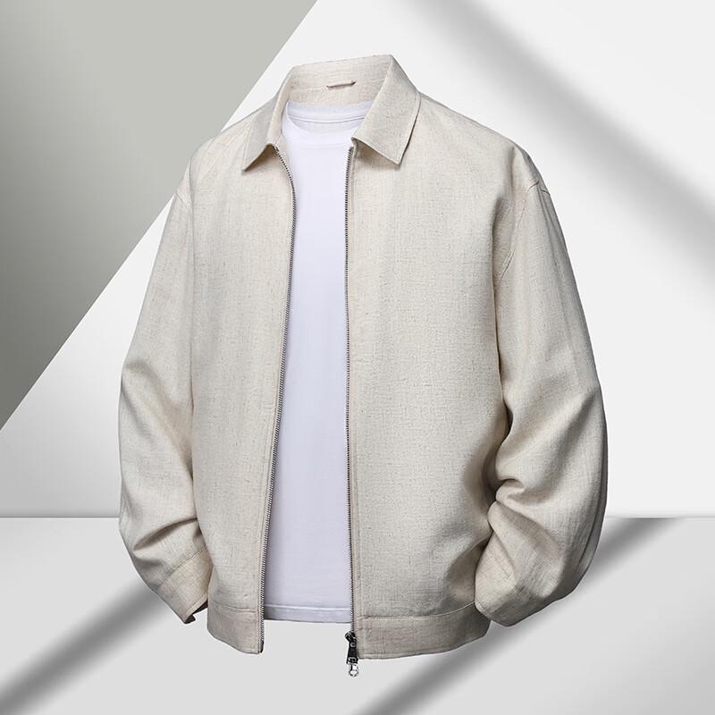 Firstview Men s Casual Linen Zip Lapel Long Sleeve Jacket FC1035 M