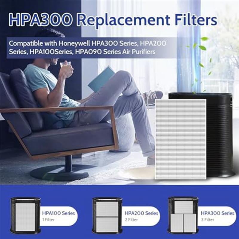 LITE-Filter Set For Honeywell Air Purifier HPA300, HEPA Filter Set HPA300 HPA200 HPA100R HRF-R3, HRF-R2, HRF-R1, 6 PCS