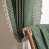 American Cotton Linen Curtains Farmhouse Style Darkening Curtains with Tassel Rod Pocket Window Drapes for Dining Living Bedroom