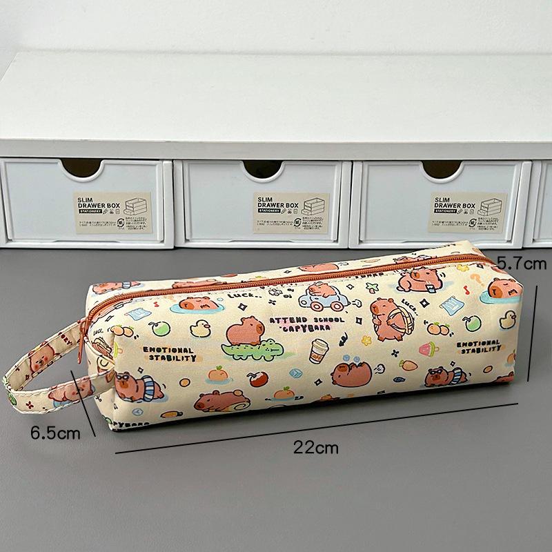 Kreslená plátěná peněženka na tužky Kapibara Kawaii Velkokapacitní pouzdro na tužky Taška Studentské psací potřeby Školní potřeby Dětské dárky