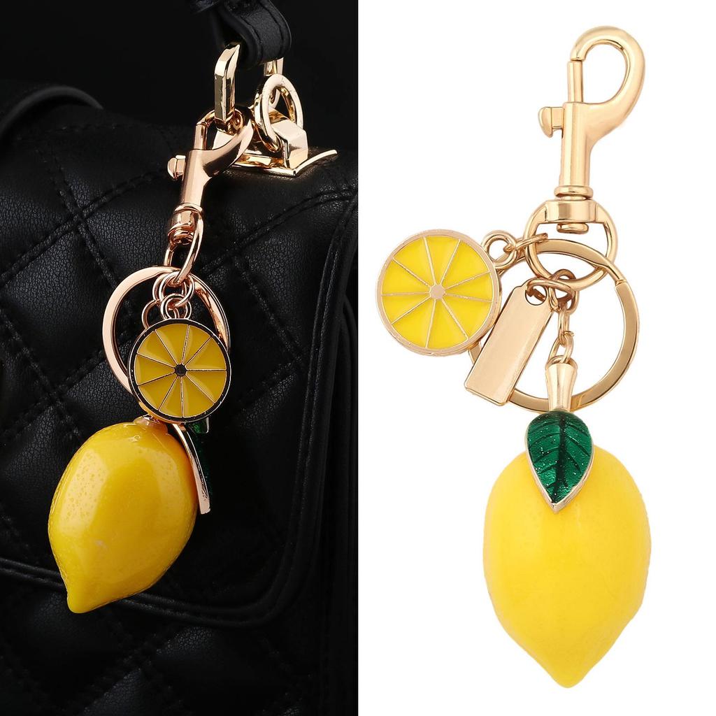 Xiyin Strass Emaille Frucht Schlüsselanhänger - Zitrone, Kirsche, Erdbeere Taschenanhänger Geschenk