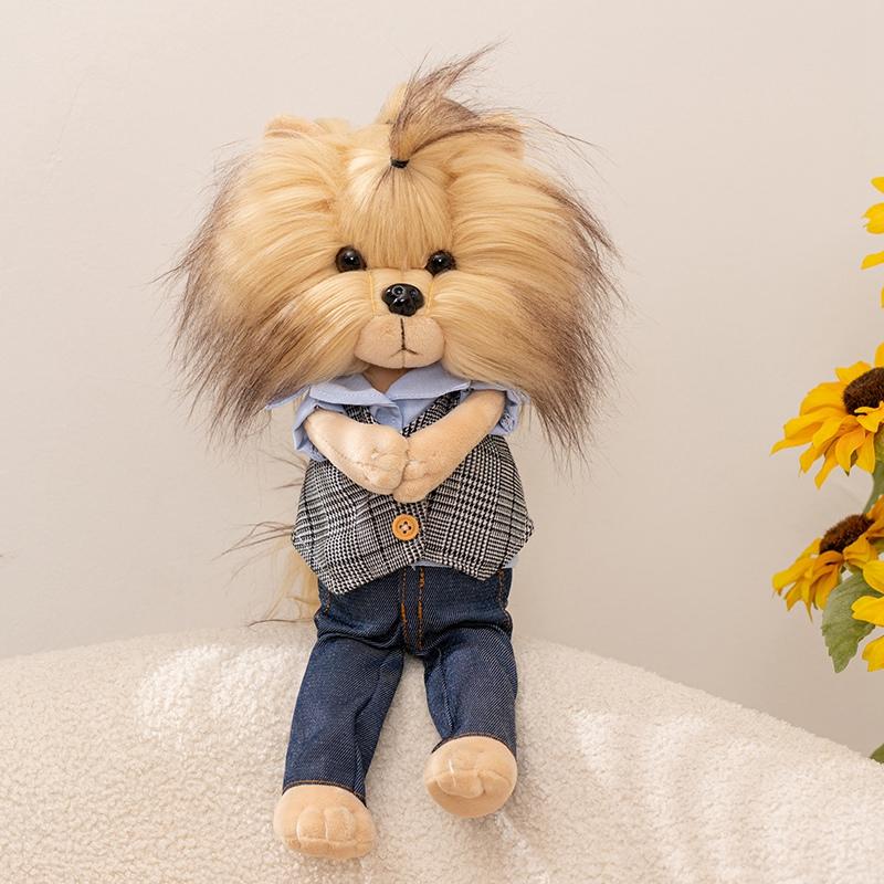 Levensechte Yorkshire Terriër Koppel Pluche Speelgoed Realistische Simulatie Gevuld Hond Hoge Kwaliteit Pluizige Huisdier Puppy Poppen Voor Alle Leeftijden 28cm