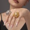Unique Hollowed Sphere Ring For Women 18k Gold Plated Hyperbole Women's Stainless Steel Finger Rings Aesthetic Woman Jewelry