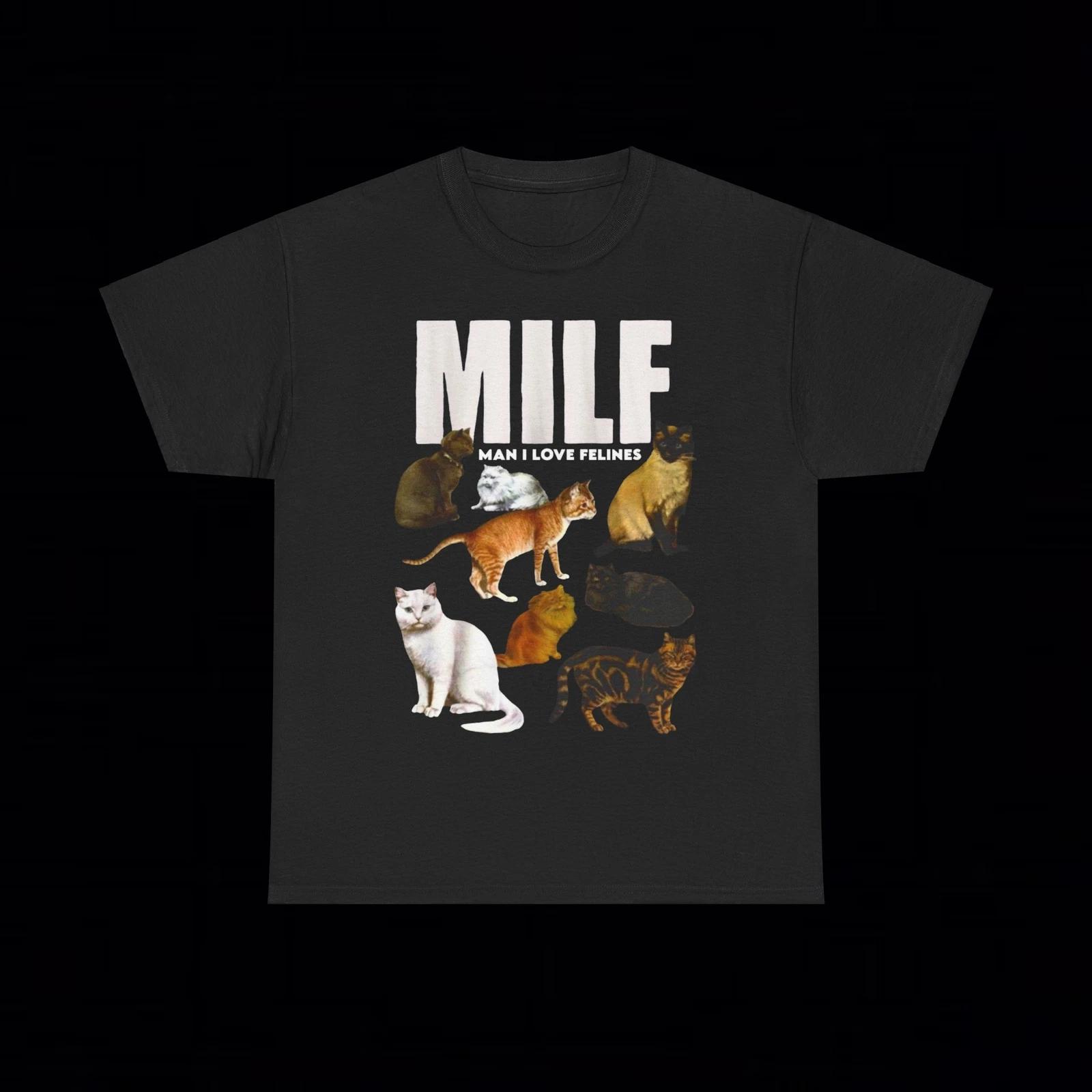 

MILF MAN I LOVE FELINES T Shirt grunge emo y2k funny cat amity afflcition goth XL