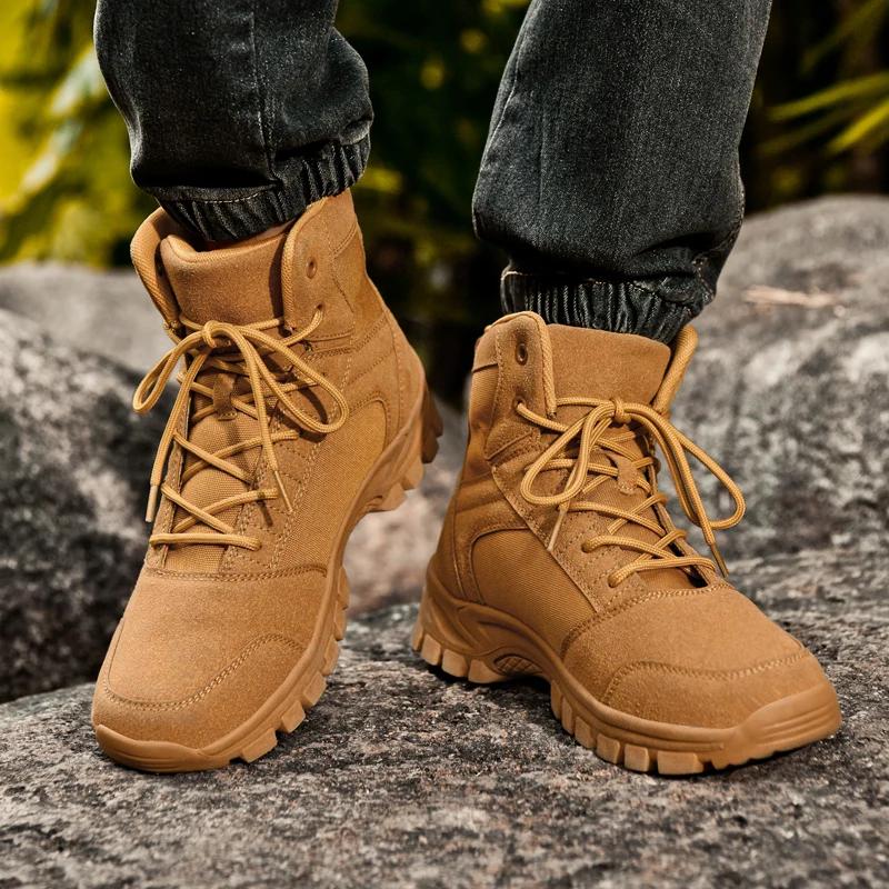 Fashion Winter Boots Men's Outdoor Hiking Shoes Suede High Top Hiking Men's Shoes Platform Boots Work Ankle Boots Desert Training Shoes