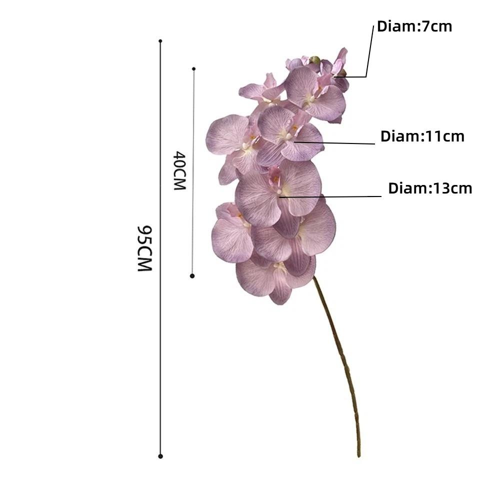 10 Blüten Künstliche Schmetterlingsorchidee Real Touch Draht Innenfutter Fake Phalaenopsis Mehrfarbig 98cm Seidenblume