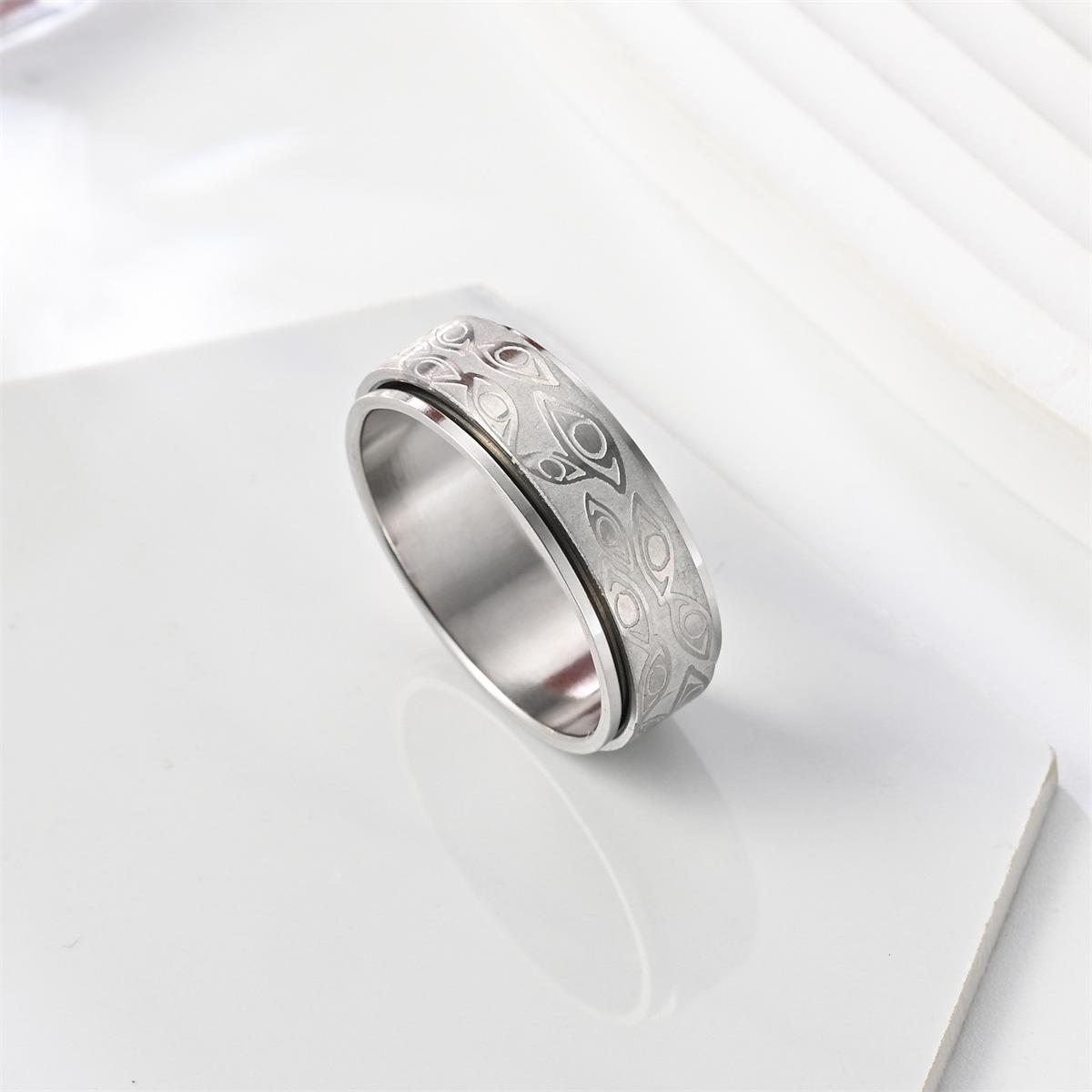 

Men s Rotatable Stainless Steel Demon Eye Ring - Retro Titanium Design Size 11