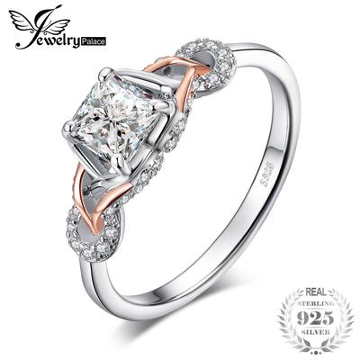 JewelryPalace Cut Cubic Zirconia Solitaire Engagement 925 Sterling Silver Ring