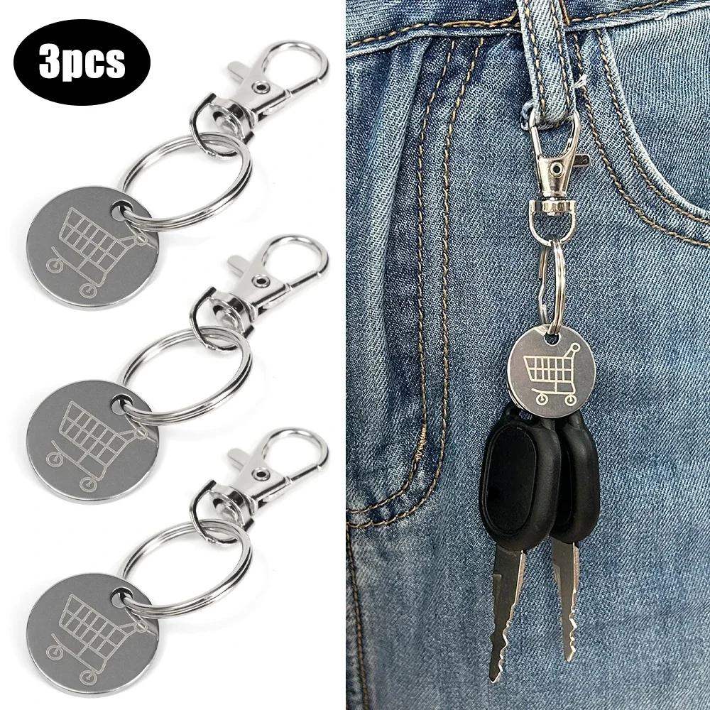 Practical Metal Portable Supermarket Universal Tokens Shopping Trolley Remover Keyring Token Chip with Carabiner Hook