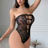 Women’s Sexy Lace Romper Lingerie Hollow Out Design Bodysuit with Bow One-Piece Sleepwear