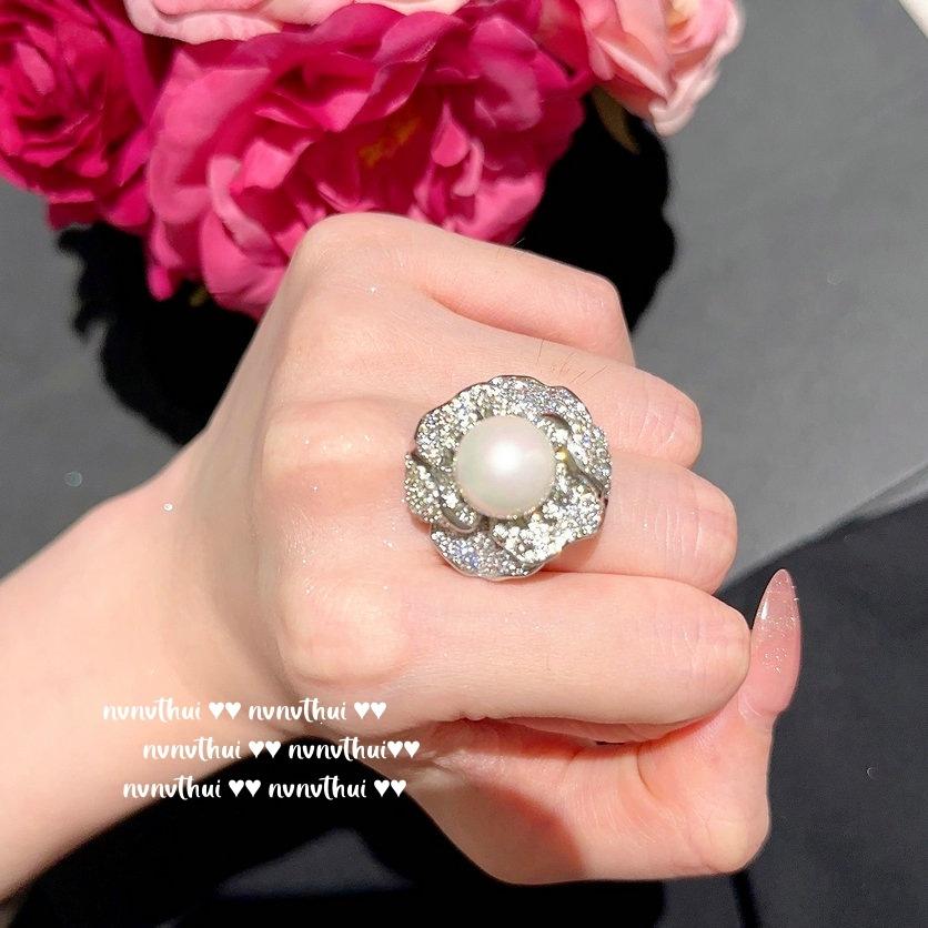 Mermaid Princess, Flower Gem Pearl Necklace, Tahiti, Vintage Flower, Zircon Pearl Ring, Combination