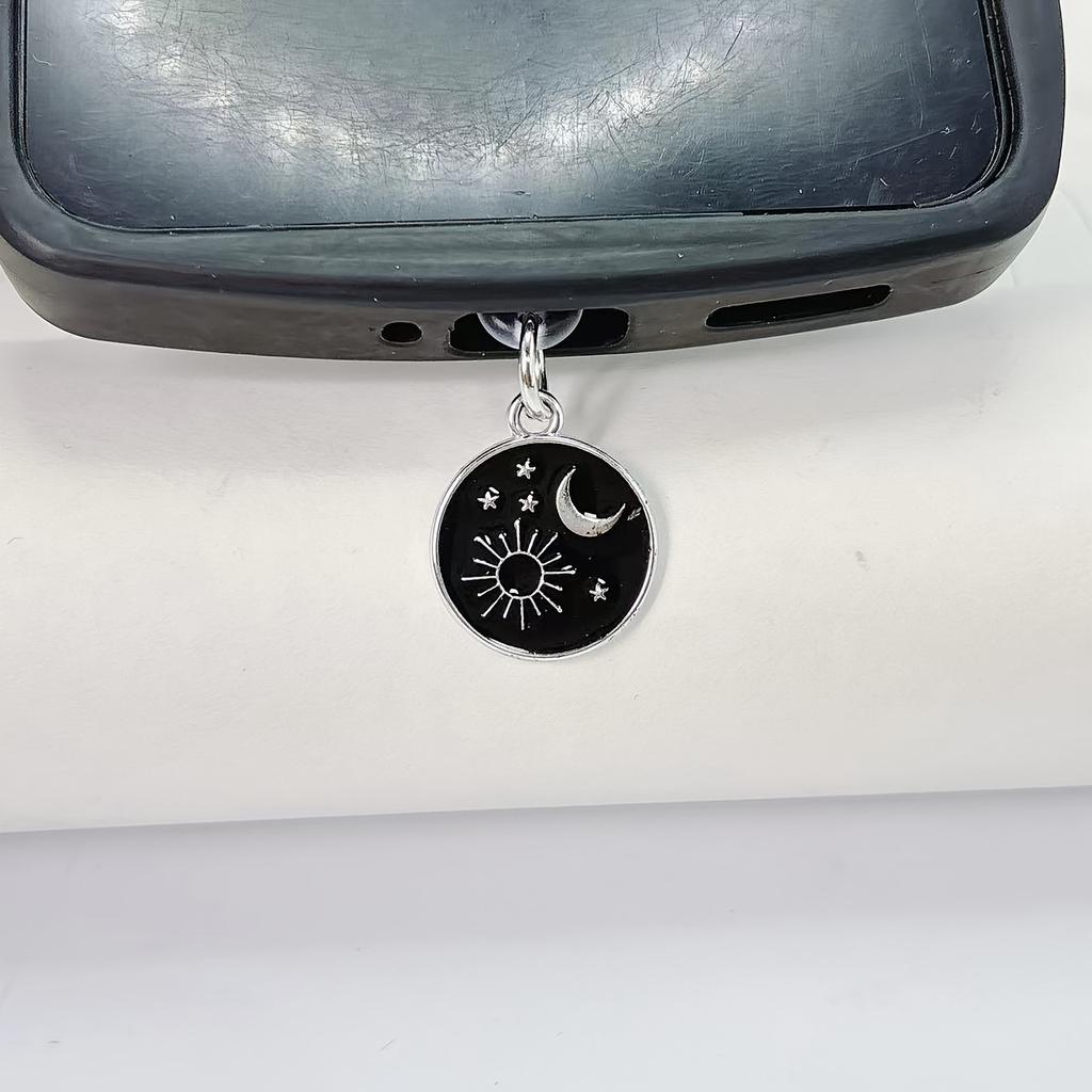 High-End Dark Style Stars and Moon Phone Dust Plug Pendant for IPhone Type-C/Android Port