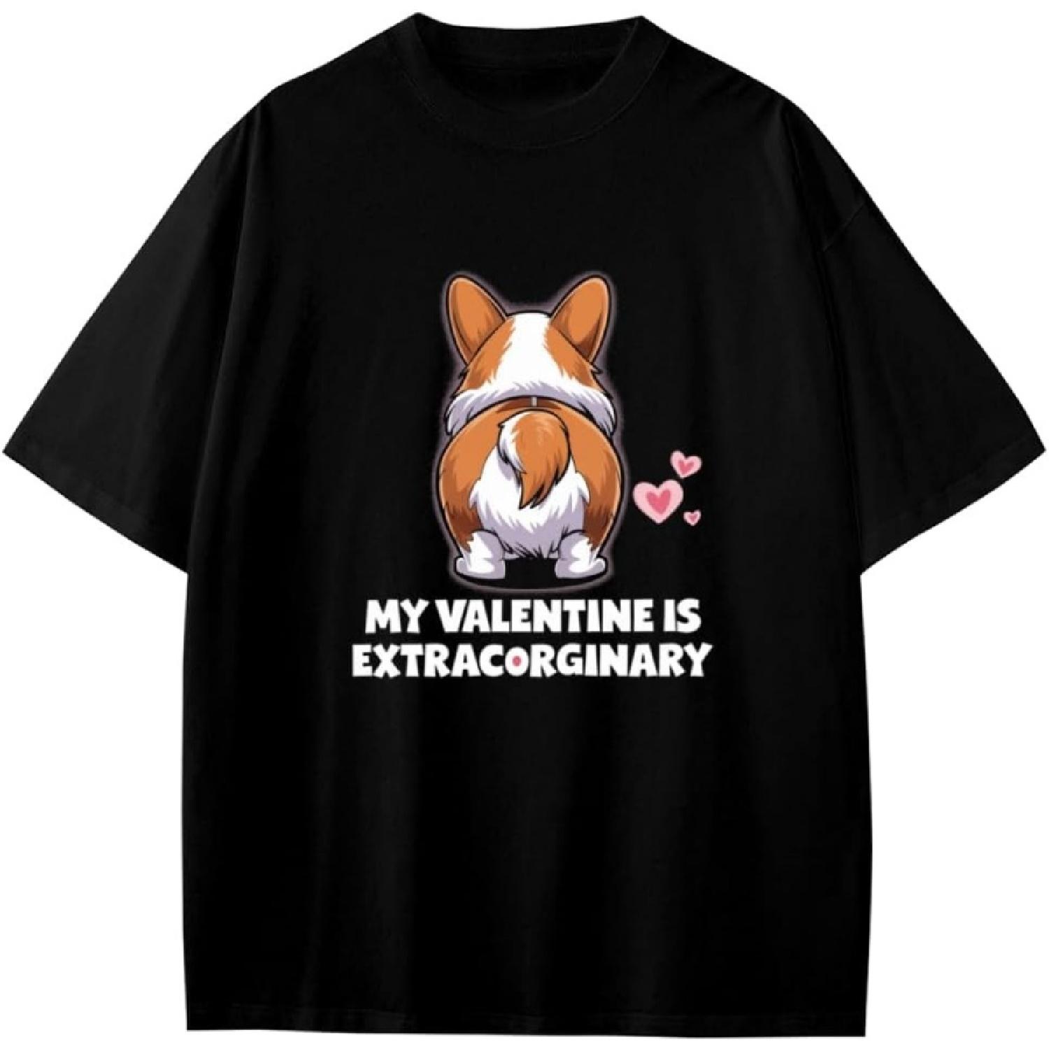 My Valentine is Extracorginary Funny Corgi Valentine Gift for Dog Lovers Dog Owner Boys Girls Teens T-Shirt Anime Gift XXXXXL разноцветный