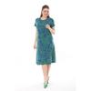 Women's Blue Green Maze Pattern Midi Dress