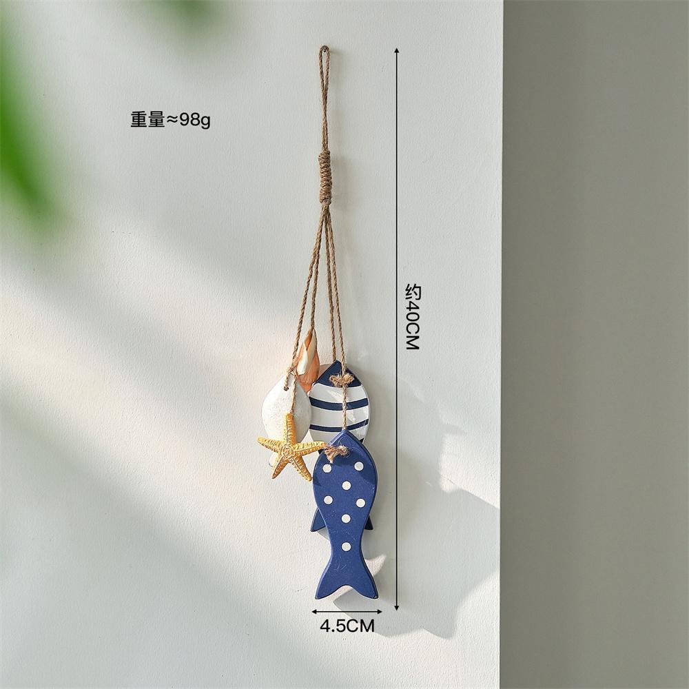 

Wooden Fish Wall Hanging Ornaments, Nautical Beach Theme Home Decoration Sculpture for Bathroom Bedroom Lake House Decor