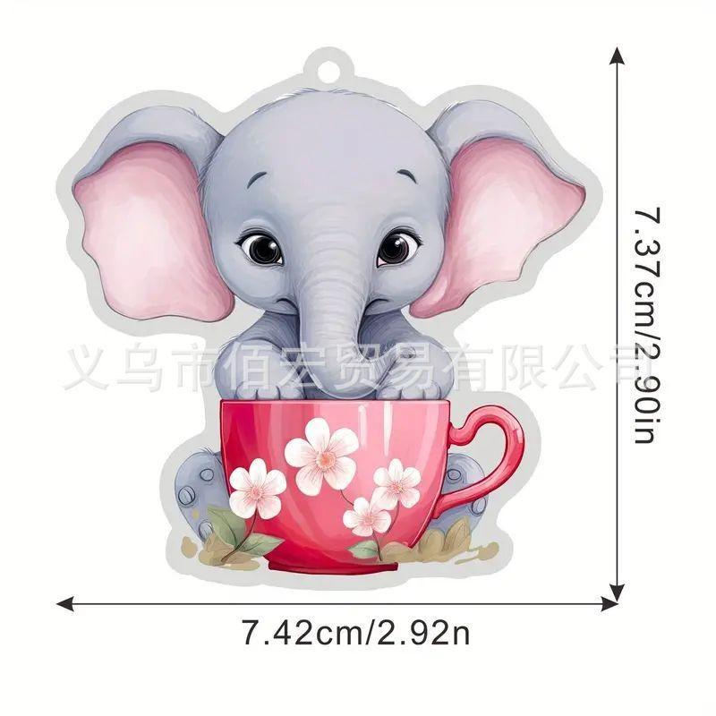 Delightful 2d Elephant Acrylic Christmas Tree Pendant For Decorative Car Accessories Interior