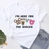 Cute I'm Here for the Snacks Tops Women Clothing Summer Short Sleeve Female T-shirt Casual Tops Y2k Streetwear
