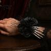 Day of The Dead Wrist Decor Gothic Flower Corsage for Halloween Party, Black Wedding Corsage, Romantic Decorative Floral Bracelet Prom Accessory Prom,