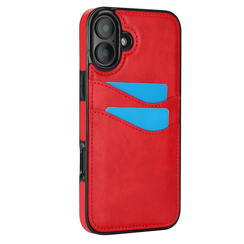 For iPhone 16 Case Card Slot Slim-Fit PU+TPU Mobile Cover