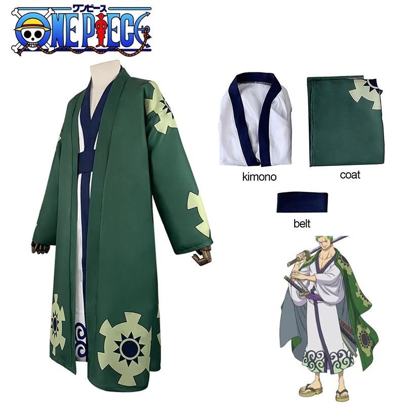 Roronoa One Piece Zoro Cosplay Costume Kimono Robe Full Suit Halloween Play Role