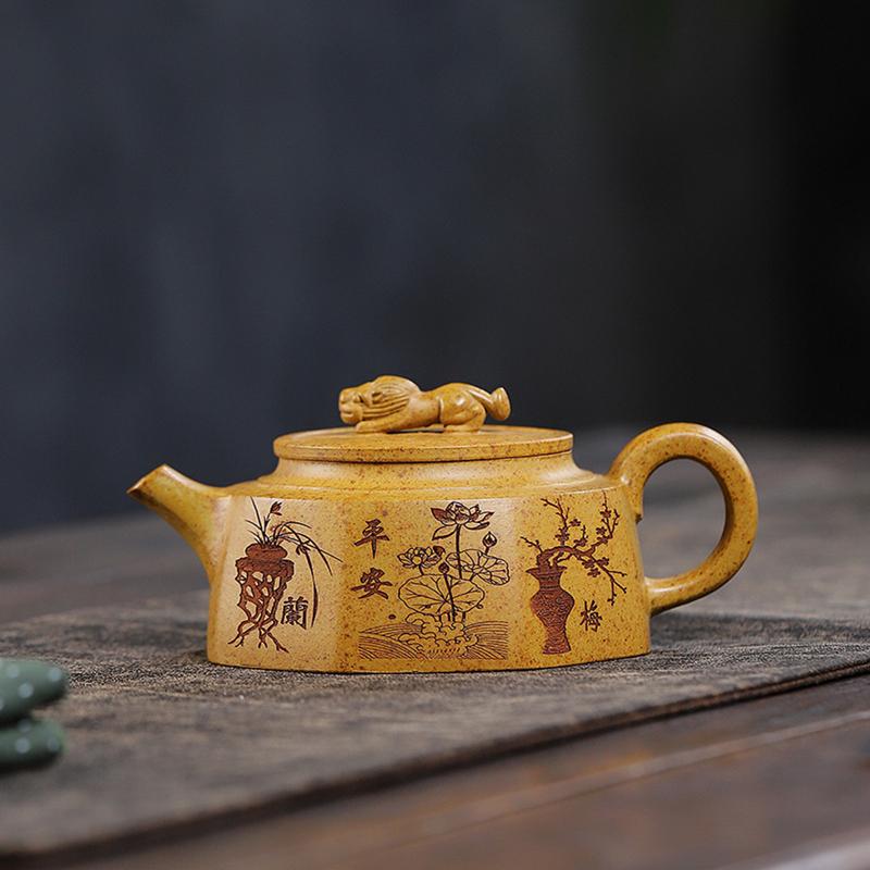 270ml Chinese Yixing Purple Clay Teapot Tradition Hand-carved Lotus Leaf Tea Pot Handmade Beauty Zisha Kettle Teaware Gifts