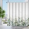 72x72 Inch Watercolor Eucalyptus Shower Curtain Green Leaves Sage Botanical Nature Scenery Decor with Hooks