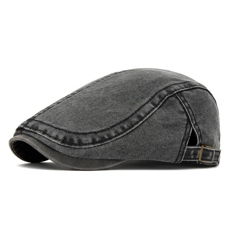 Spring Summer Forward Cap Men s Beret British Newsboy Cap чёрный
