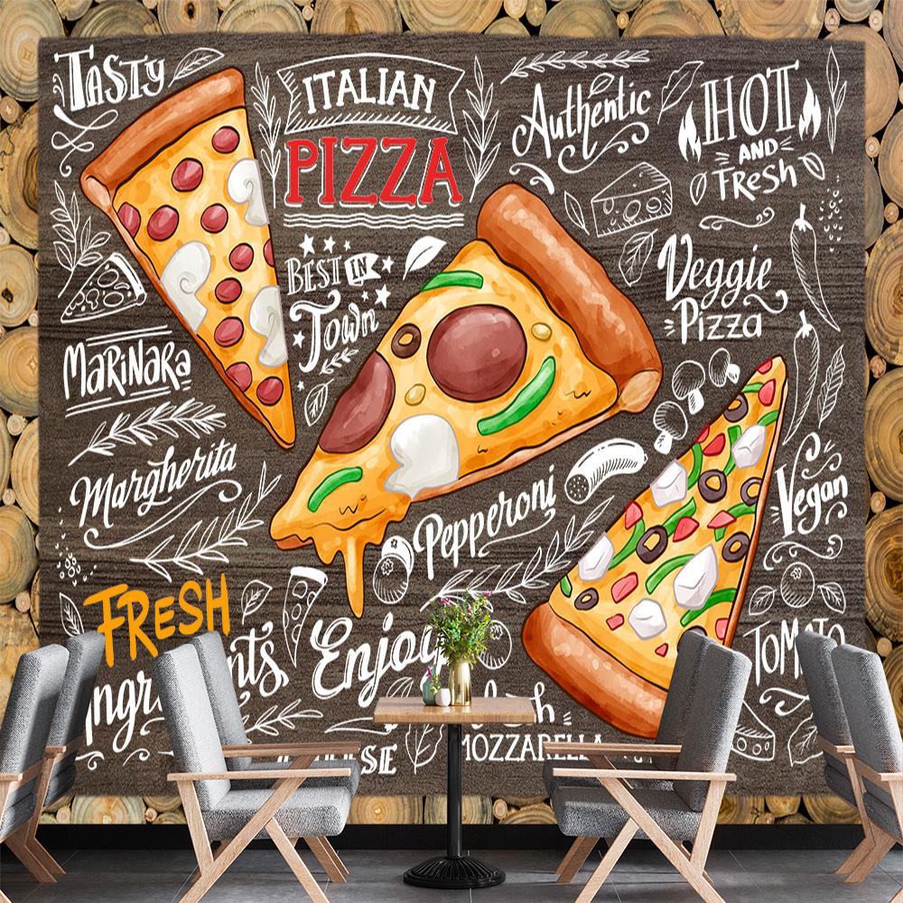 

3d Pizza Wallpaper Fast Food Restaurant Snacks Pizza Wall Mural 200 cm(W) x 140 cm(H)