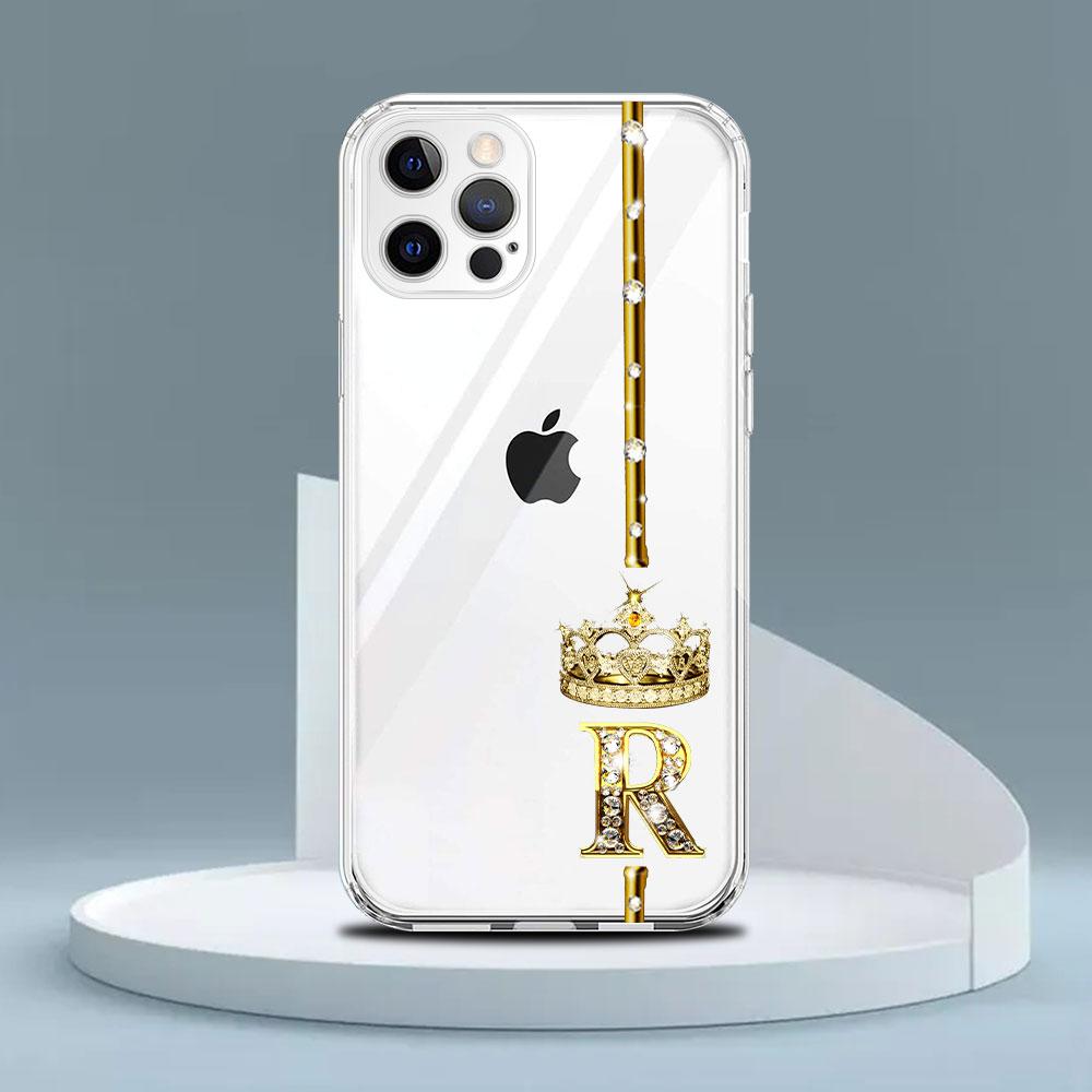 

Rose Gold 26 Letters M R P Z hollow out Clear Case For Apple iPhone 13 11 14 12 Pro 7 8 Plus XR X XS Max 6 Silicone Phone Cover iPhone 13 Pro