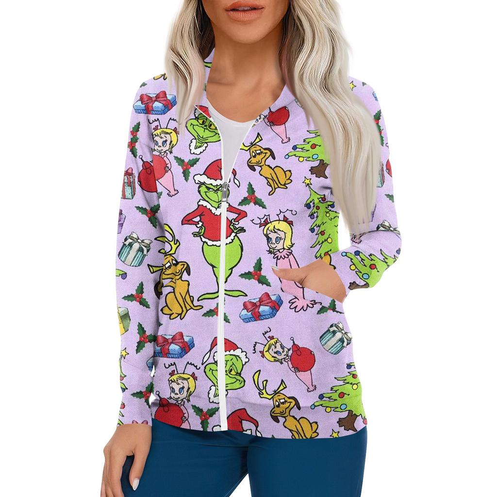 Ženy Vzor s dlouhým rukávem Kapesní Pracovní stojáček Jednořadý ochranný overal Cardigan Bunda Top