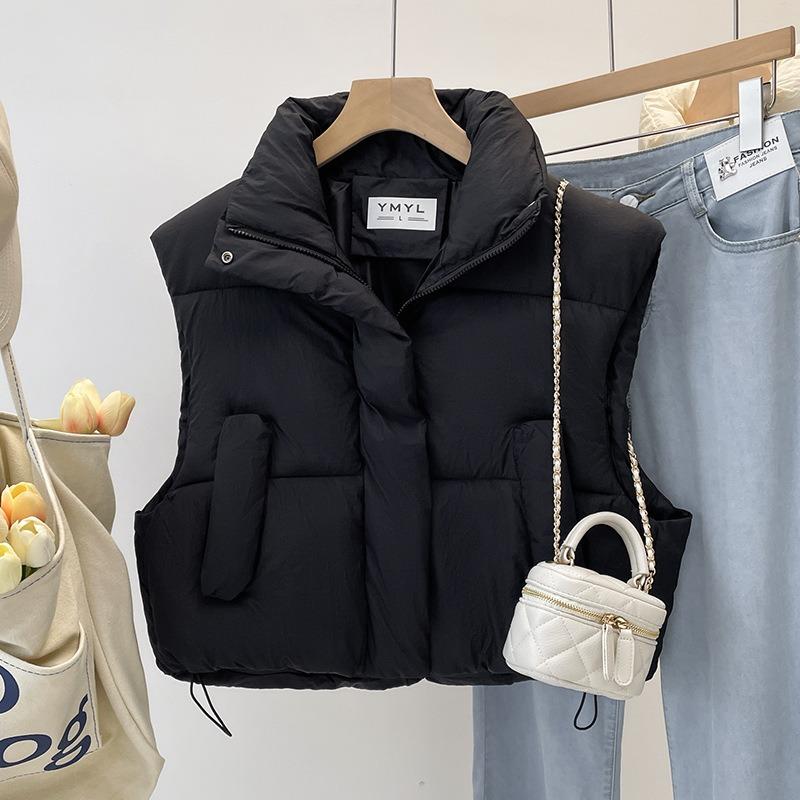 Cotton vest women's autumn and winter new stand-up collar thickened loose short sleeveless cotton vest jacket trendy