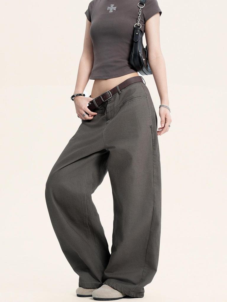 Yongfang Unisex Retro Kaffee Arbeitshose: Locker, Trendig, Große Taschen, Gerades Bein