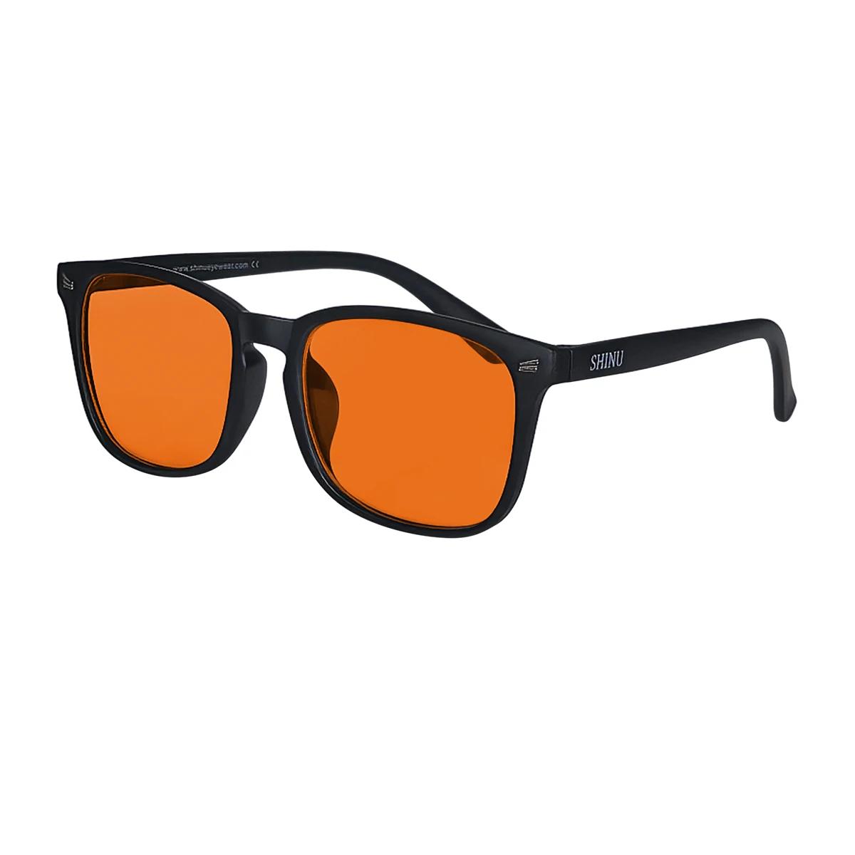 

SHINU Anti Blue Light Glasses with Red Tinted Lenses Better Sleep Red Lens Filter Glasses Men Women Orange Yellow Lenses Glasses