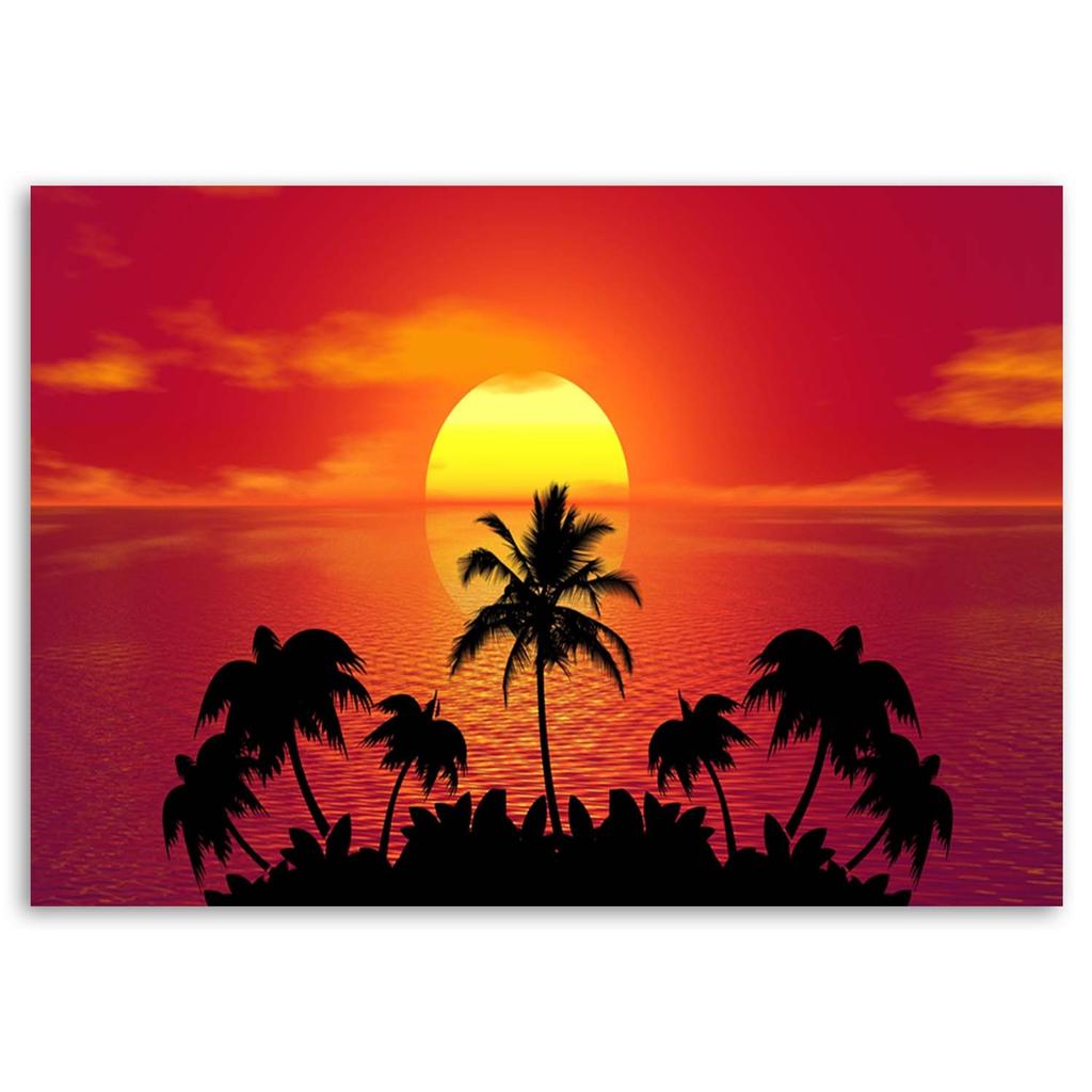 Leinwandbild Tropische Palmen bei Sonnenuntergang