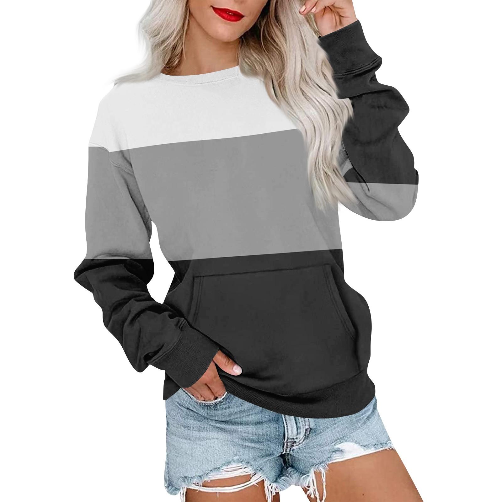 Женская модная повседневная блузка с длинным рукавом и круглым вырезом — фото 3