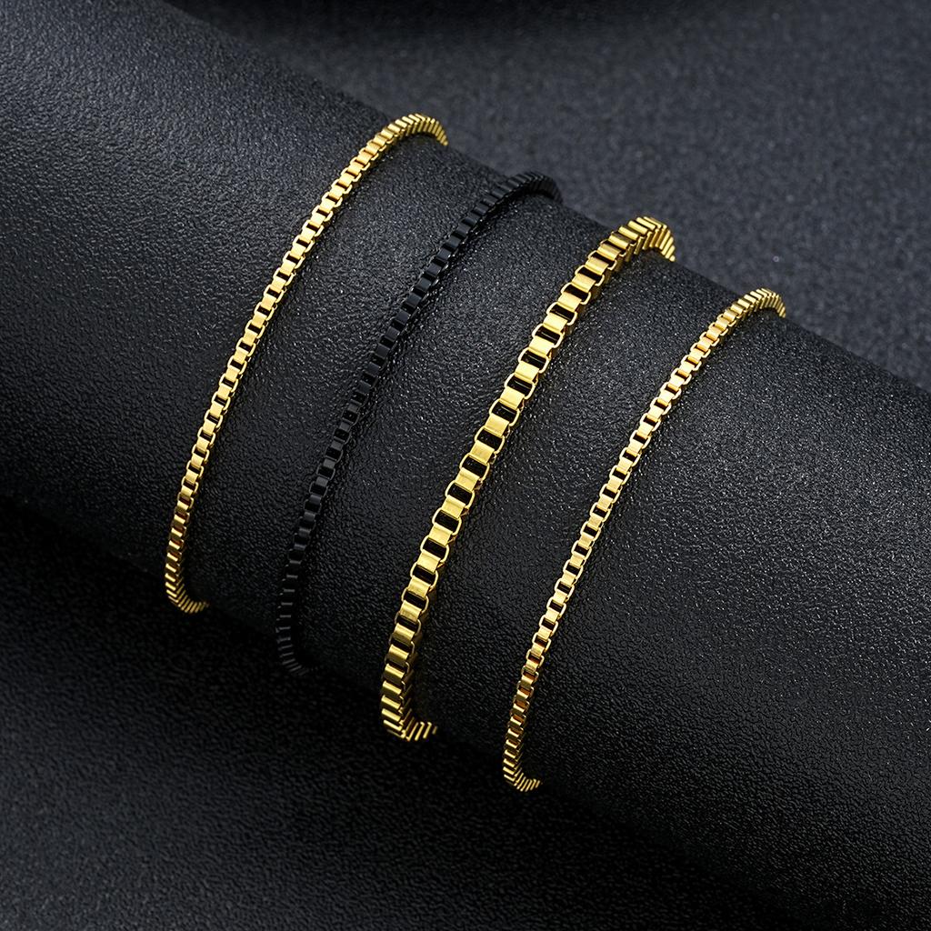 4pcs Vintage Stainless Steel Bracelets Set for Men Women Fashion Minimalist Box Chain Bracelet Daily Wear Unisex Jewelry Gifts